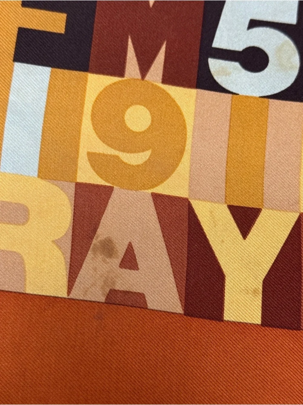 Fendi Multicolor Graphic Silk Scarf in Orange, Brown & Cream - Picture 11 of 12